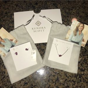 Kendra Scott Set Earring&Necklace Maroon Drusy NWT